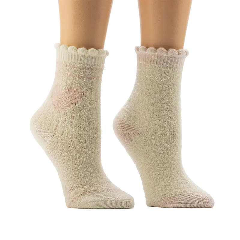 Dámské útulné domácí ponožky Scalop Welt Jacquard