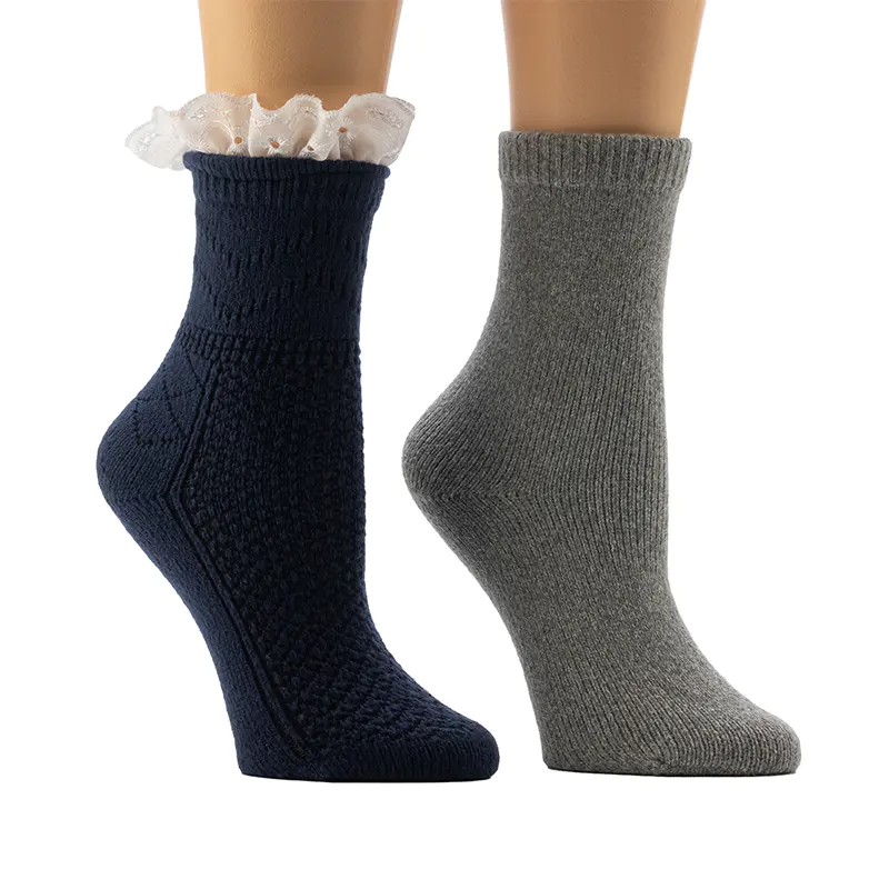 Dámské boty s texturou/plochým úpletem Crochel Lace Cozy Home Socks